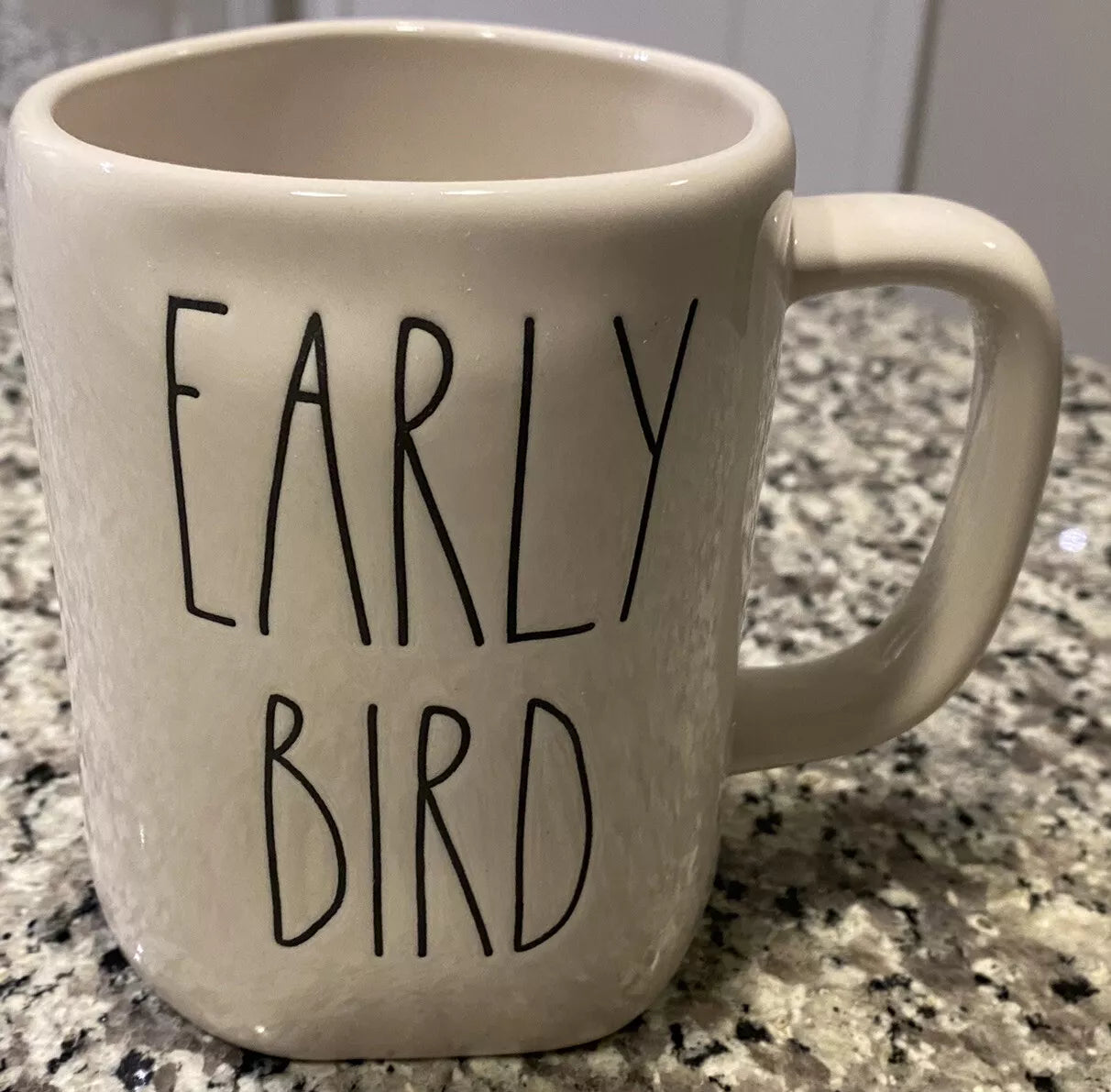 Rae Dunn Ivory Coffee Mug Tea Cup “Early Bird” 18 Oz