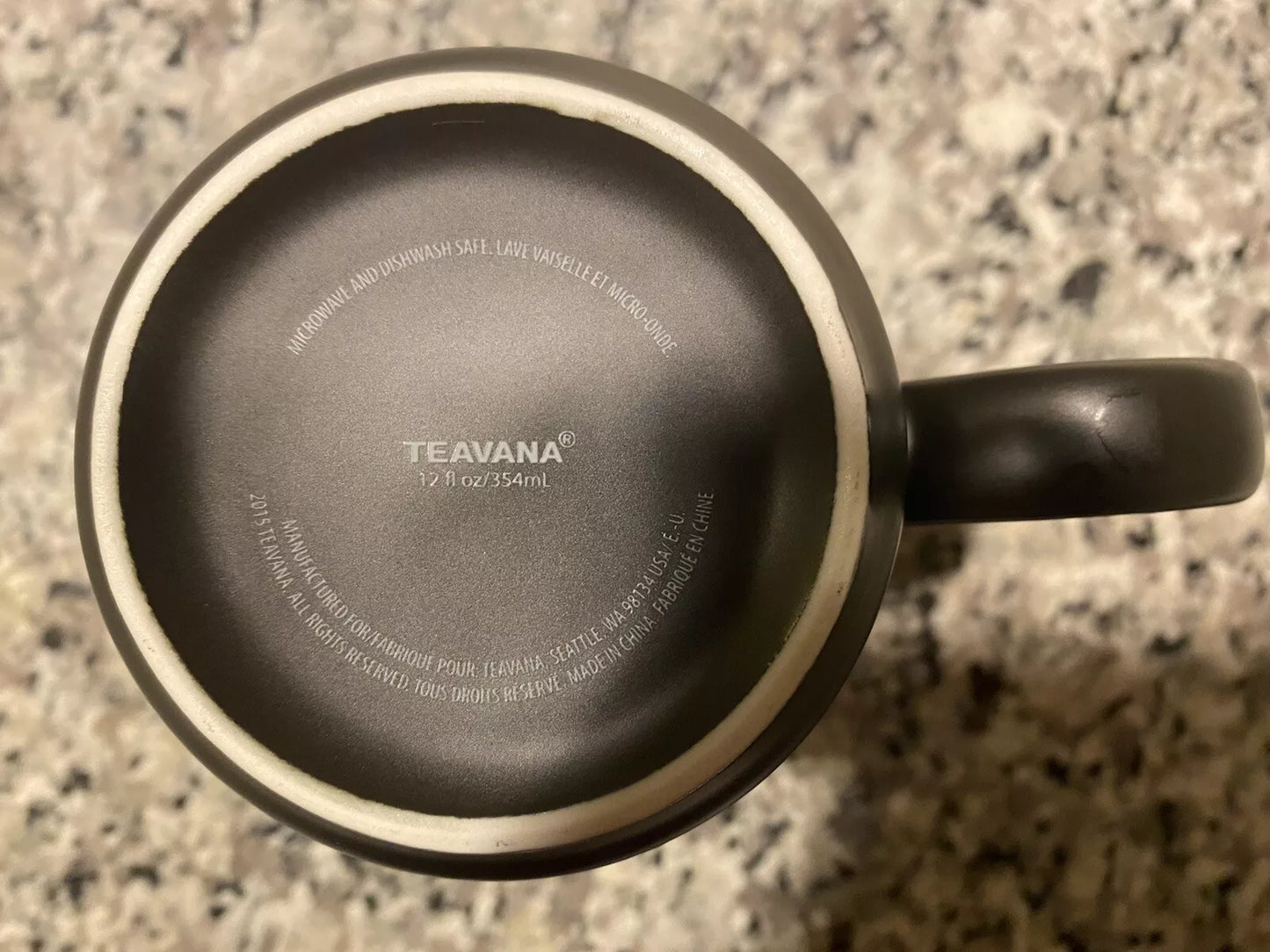 Teavana Starbucks 2015 Coffee Tea Mug Cup Black with Square and Circle Handle 12 Oz