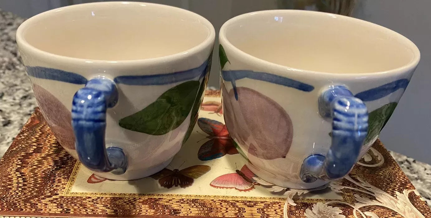 Set of Two Franciscan Vintage Fresh Fruit Tea Cups Coffee Mugs Made In England 8 Oz