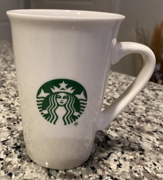 Starbucks Coffee Mug Tea Cup Classic White with Green Siren Mermaid Logo 10 Oz