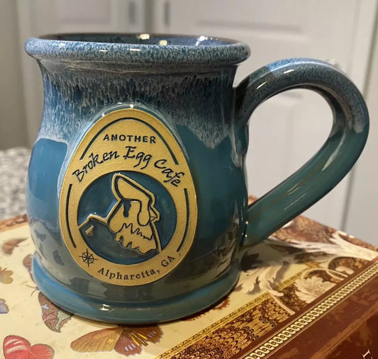 Deneen Pottery Hand Thrown Mug “Another Broken Egg Cafe” Alpharetta  GA Blue 2017