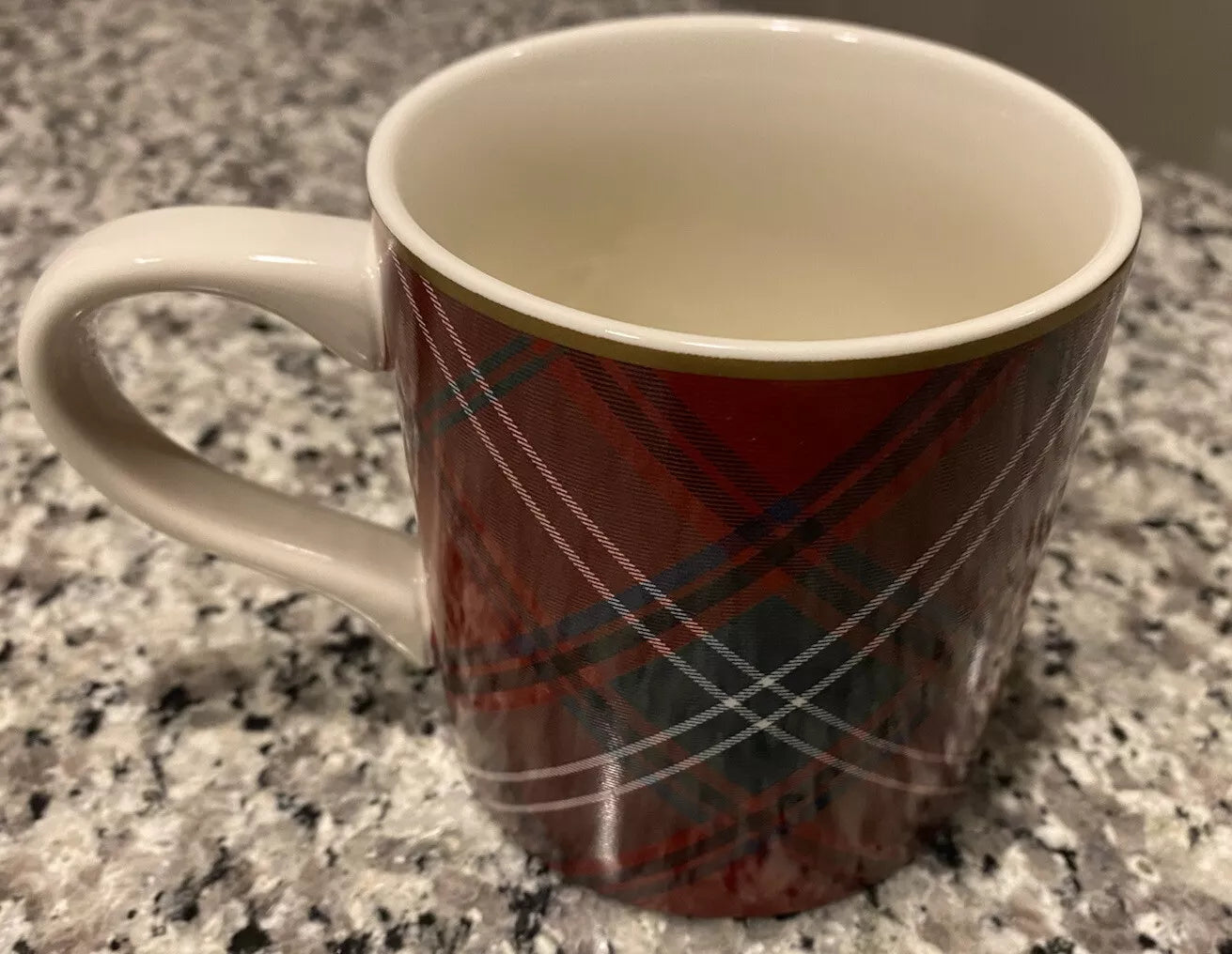 Set of Two Williams Sonoma Red Tartan Plaid Coffee Mugs Tea Cups