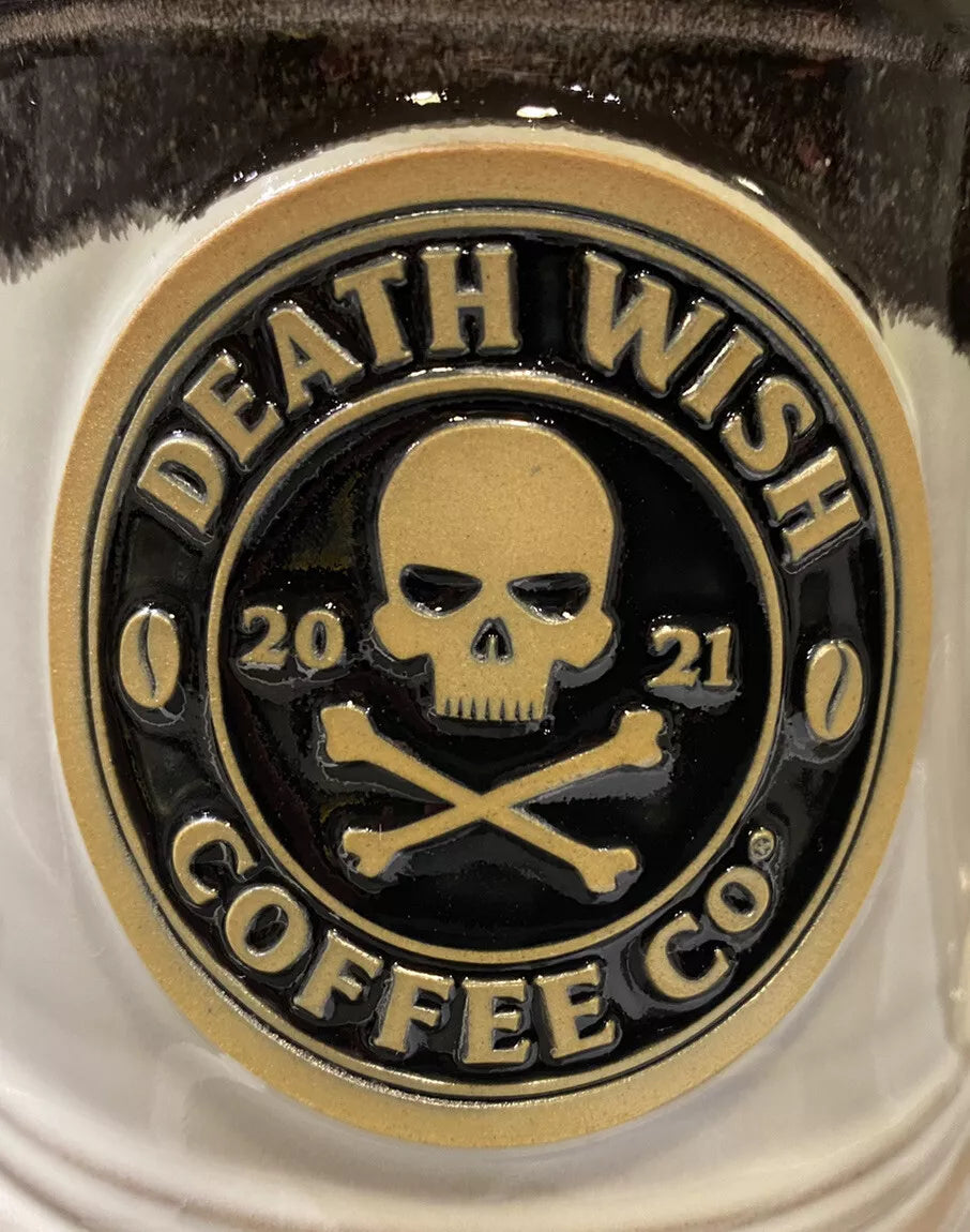 Death Wish Coffee 2021 Black and White Coffee Mug Tea Cup Scull and Bones