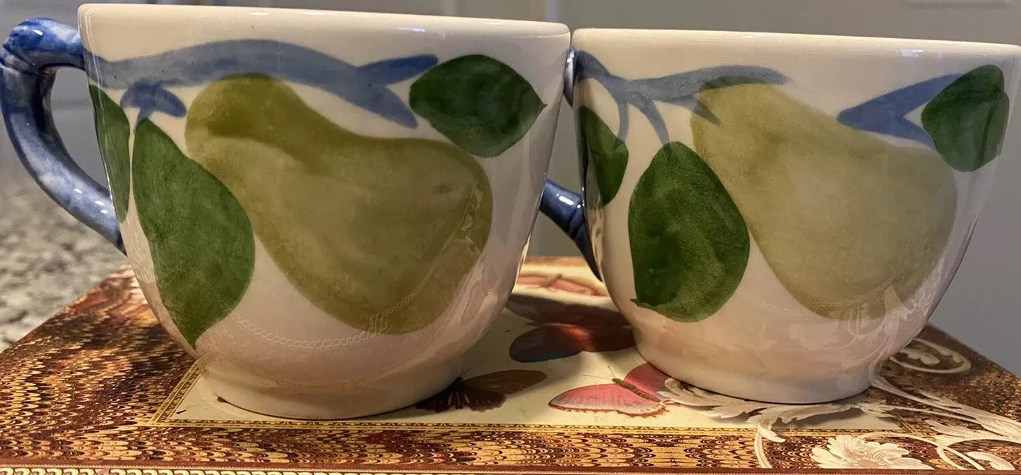 Set of Two Franciscan Vintage Fresh Fruit Tea Cups Coffee Mugs Made In England 8 Oz