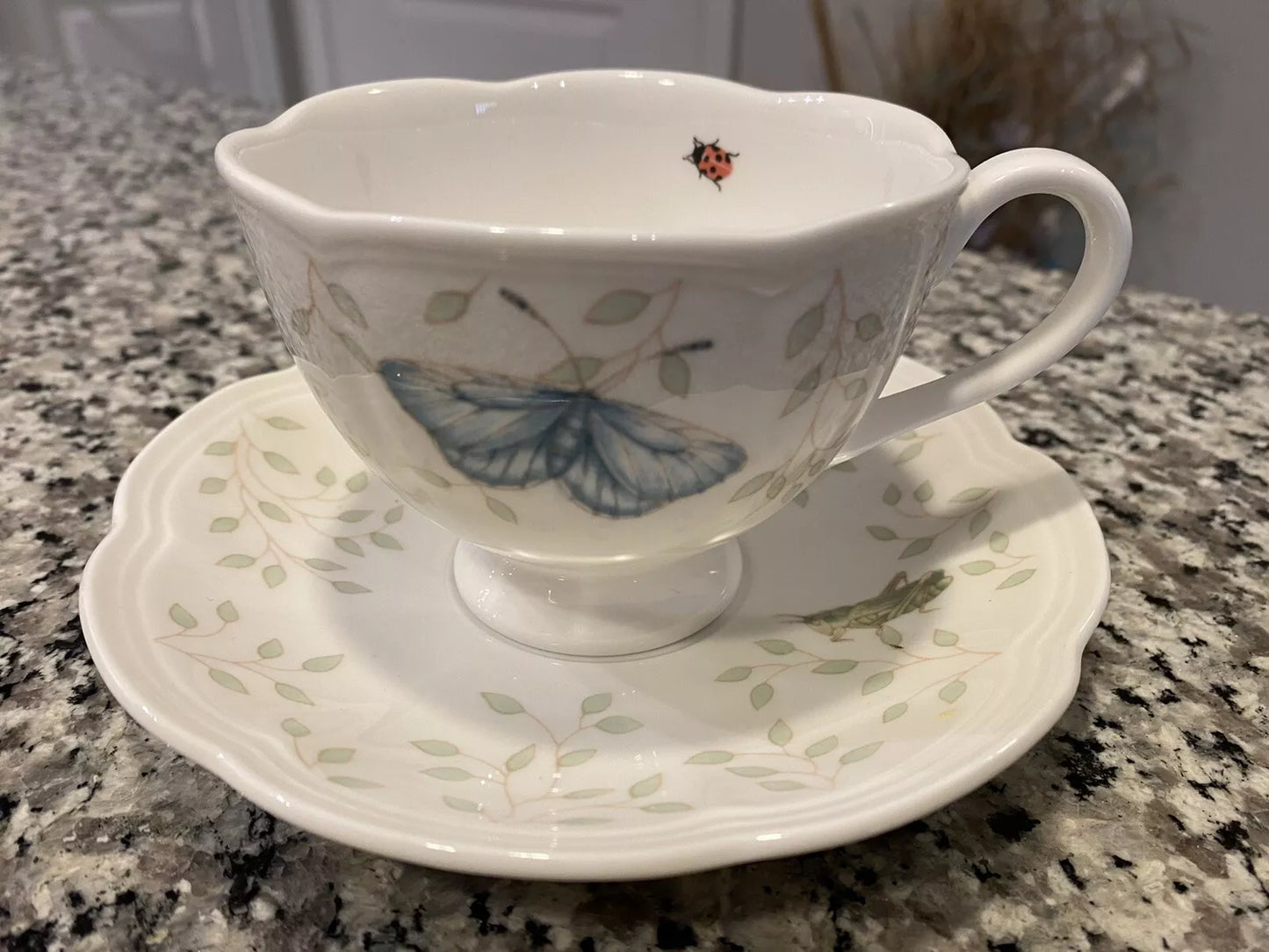 Lenox Butterfly Meadow Footed Tea Cup Coffee Mug with Saucer