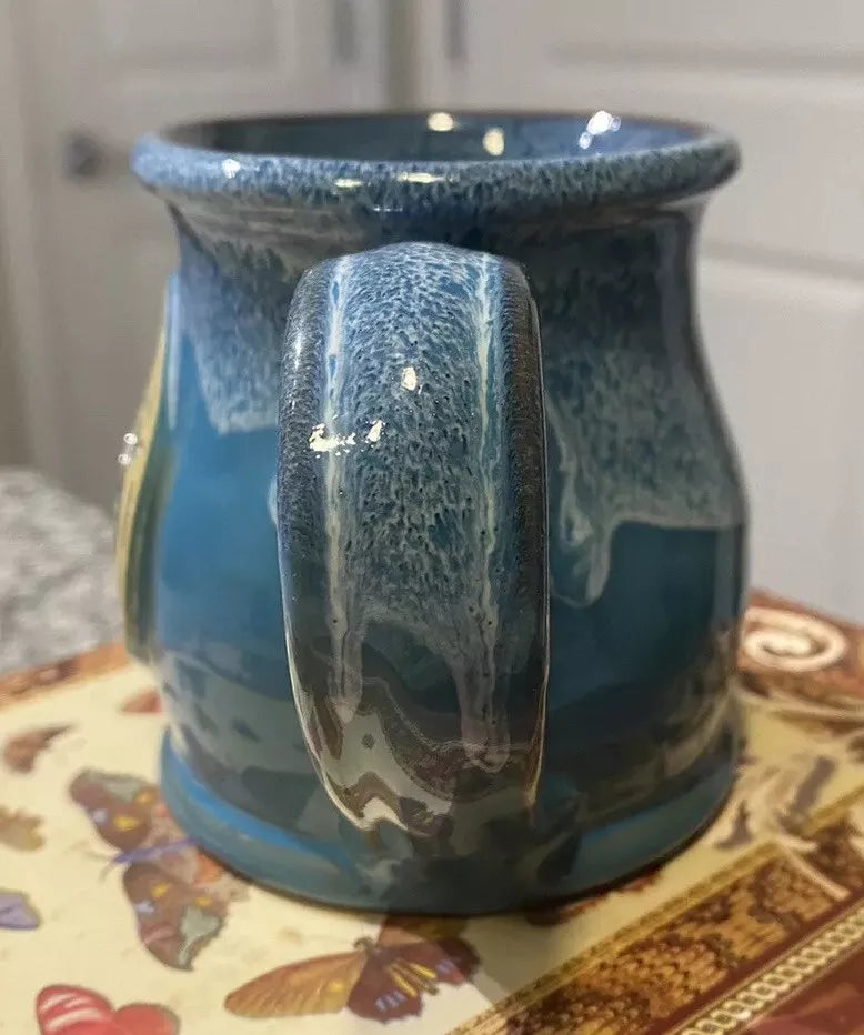 Deneen Pottery Hand Thrown Mug “Another Broken Egg Cafe” Alpharetta  GA Blue 2017