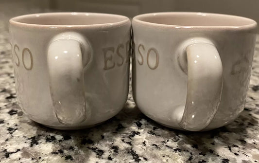 Set of Two Belle Maison Espresso Coffee Cups with the word “ESPRESSO” Embossed