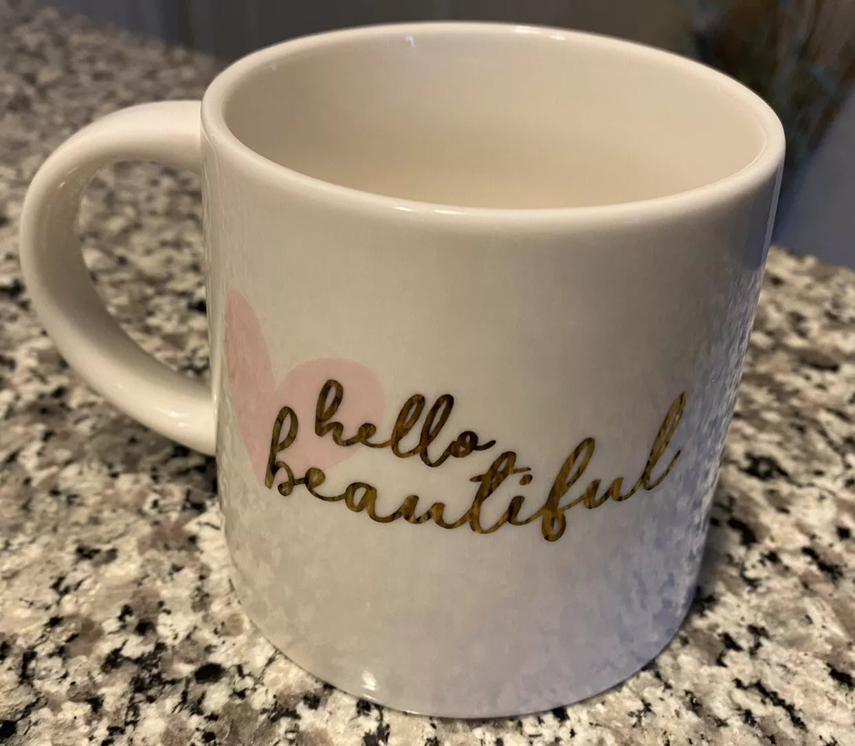 Hello Beautiful with Pink Heart Coffee Mug Tea Cup Threshold 16 oz