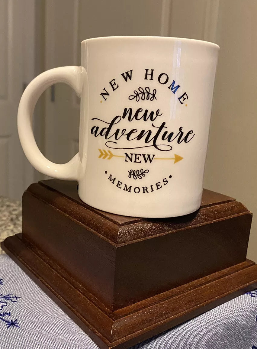 Set of Two House Warming Gift “New Home New Adventure New Memories” Coffee Mugs