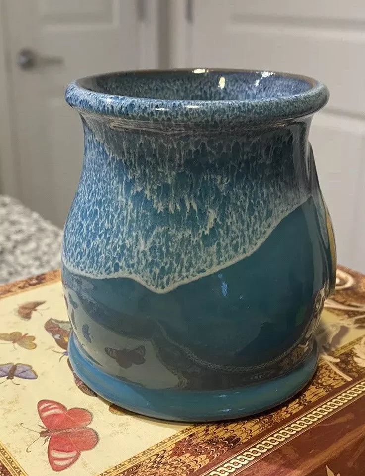 Deneen Pottery Hand Thrown Mug “Another Broken Egg Cafe” Alpharetta  GA Blue 2017