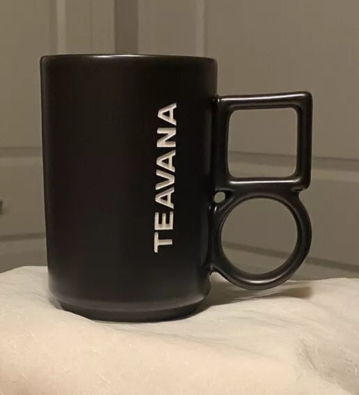 Teavana Starbucks 2015 Coffee Tea Mug Cup Black with Square and Circle Handle 12 Oz