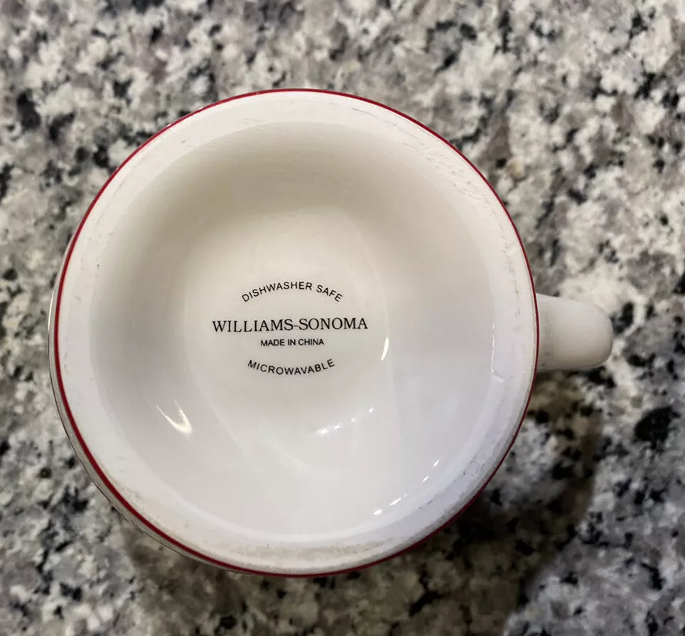 Williams Sonoma Quality Brand Cup Mug “Merchant Coffee” White and Red