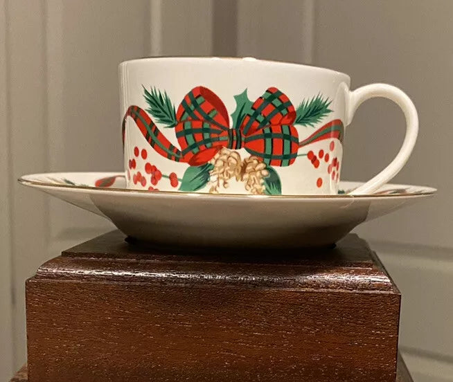 Holiday Tidings Coffee Tea Cup and Saucer