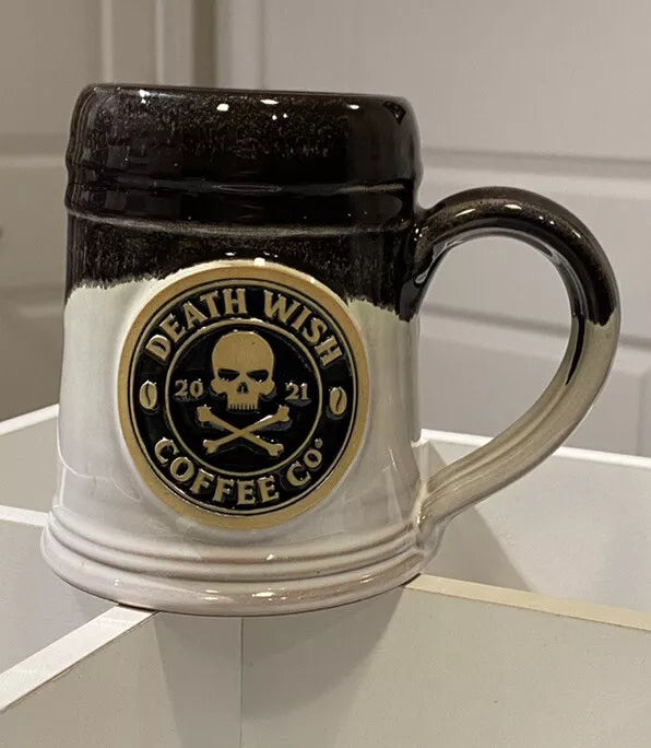 Death Wish Coffee 2021 Black and White Coffee Mug Tea Cup Scull and Bones