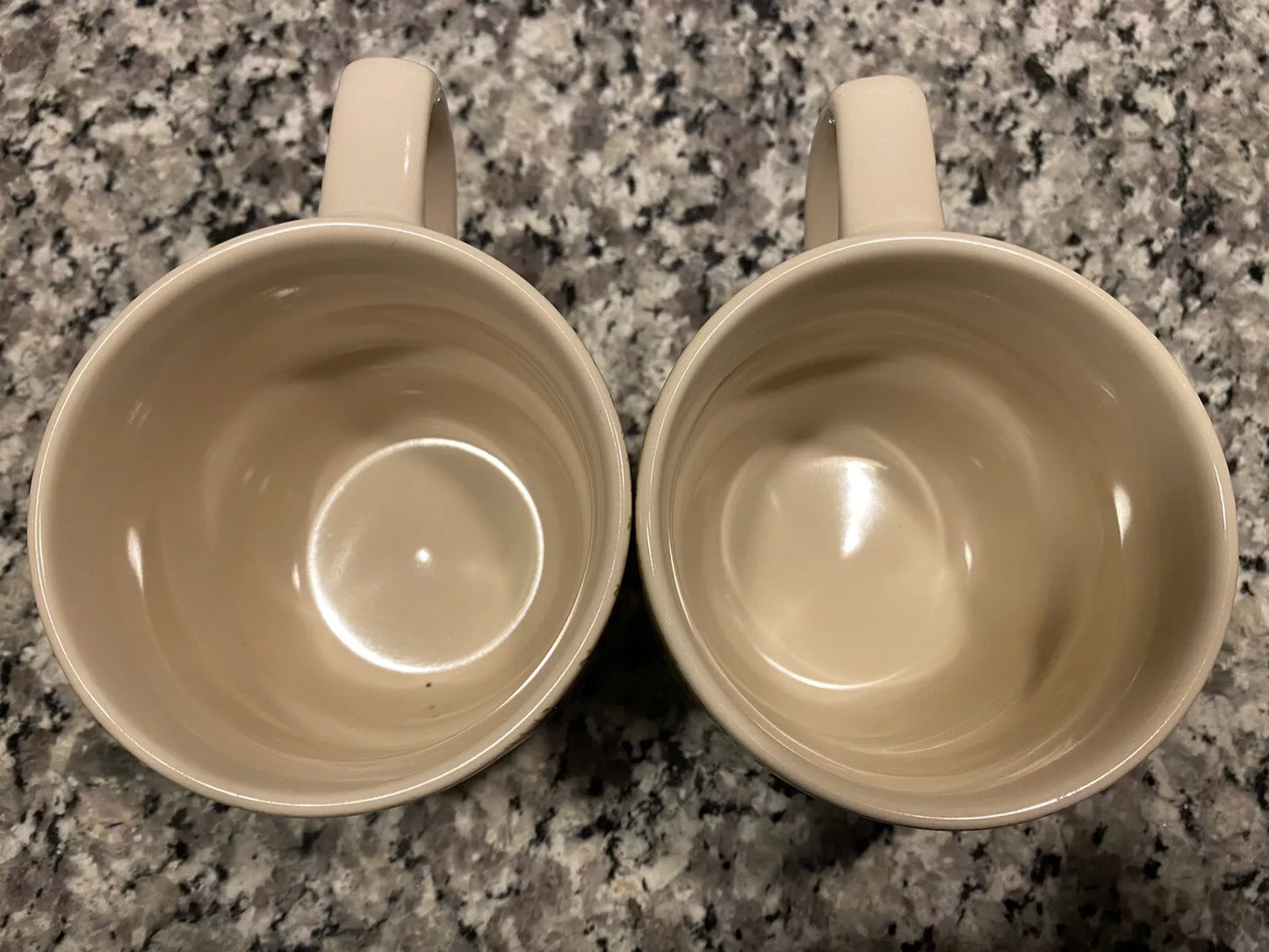 Set of Two Pier 1 Imports Stacking “Peace” & “Love” Coffee Mugs Tea Cups