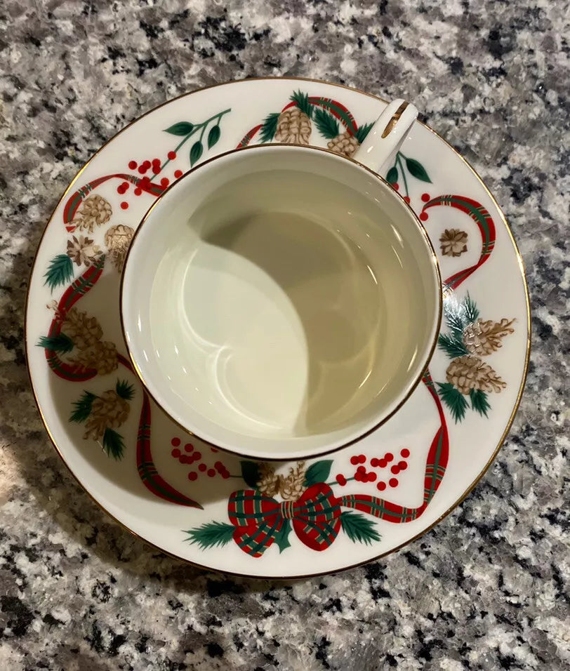 Holiday Tidings Coffee Tea Cup and Saucer