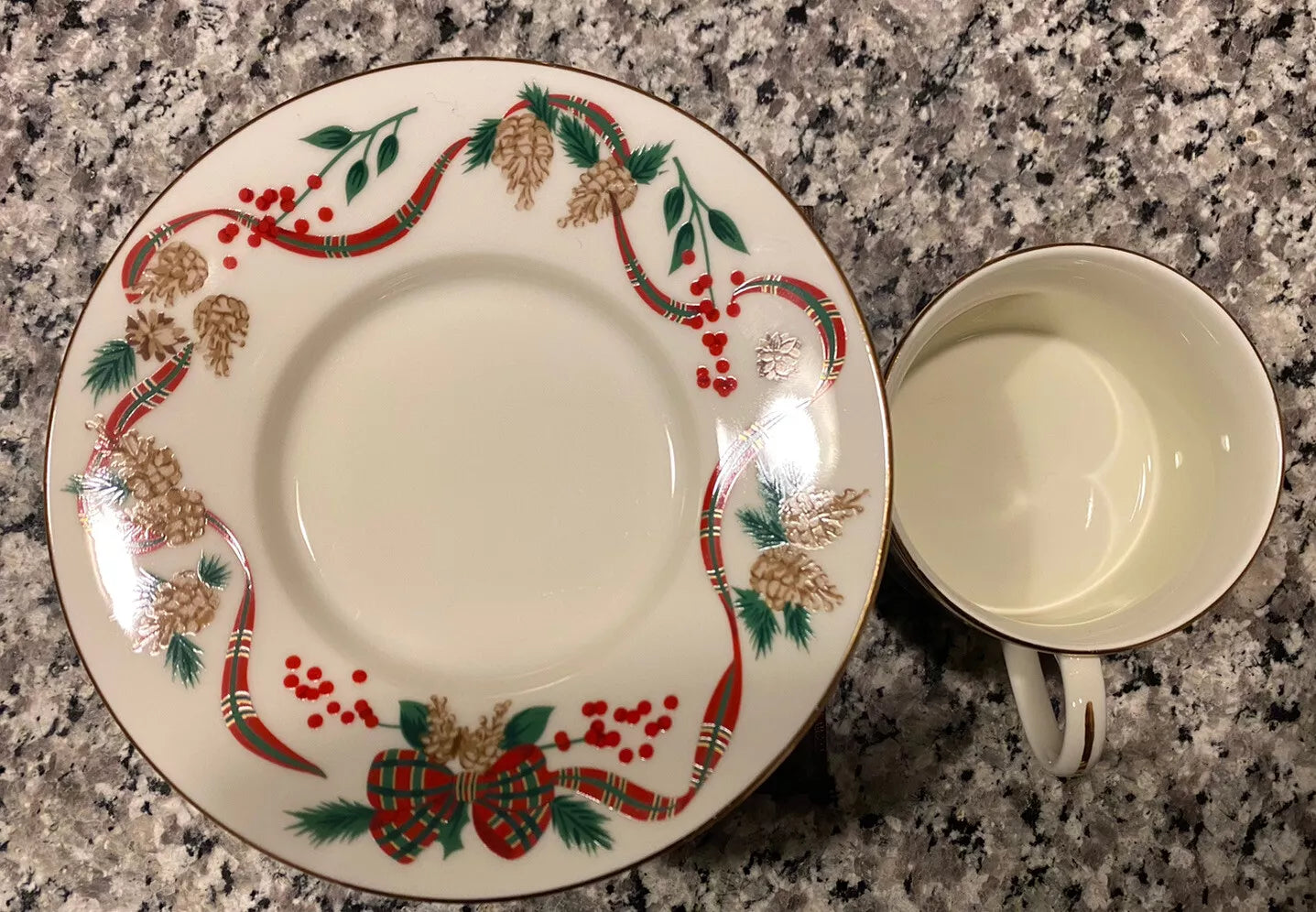 Holiday Tidings Coffee Tea Cup and Saucer