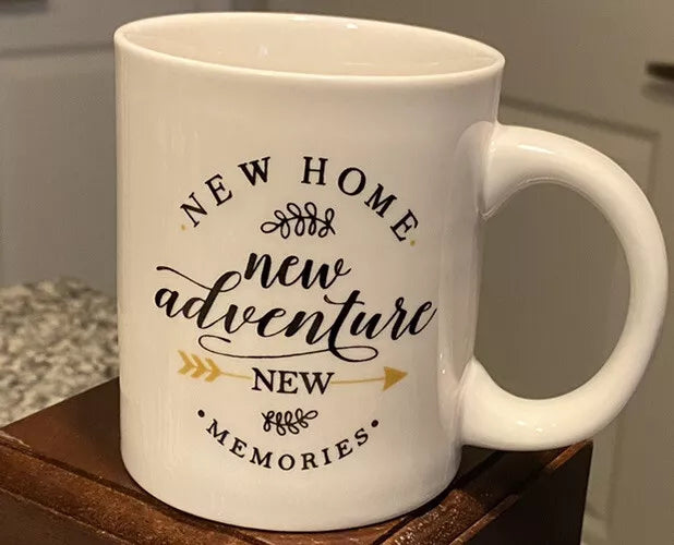 Set of Two House Warming Gift “New Home New Adventure New Memories” Coffee Mugs