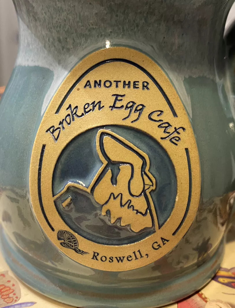 Deneen Pottery Hand Thrown Mug “Another Broken Egg Cafe” Roswell GA Sage 2017